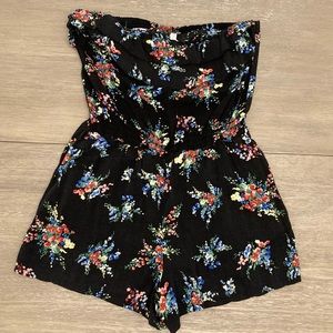 Xhilaration strapless romper, black floral, large